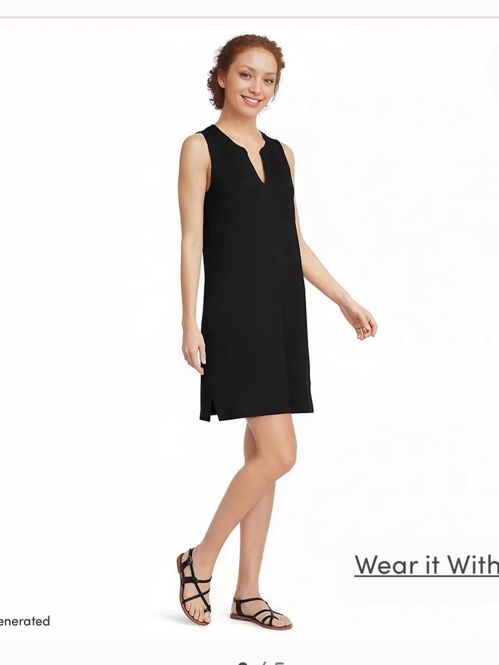 Lands' End Dark Women's Cotton Jersey Notch Neck Dress